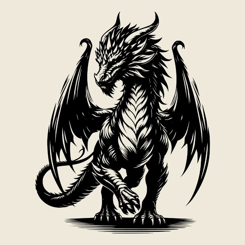 Eindrucksvoller gewaltiger Drache mit Flügeln