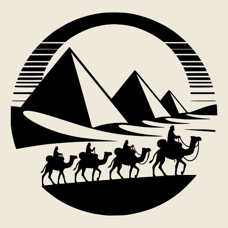 Ägyptische Silhouette Pyramiden und Kamelkarawane