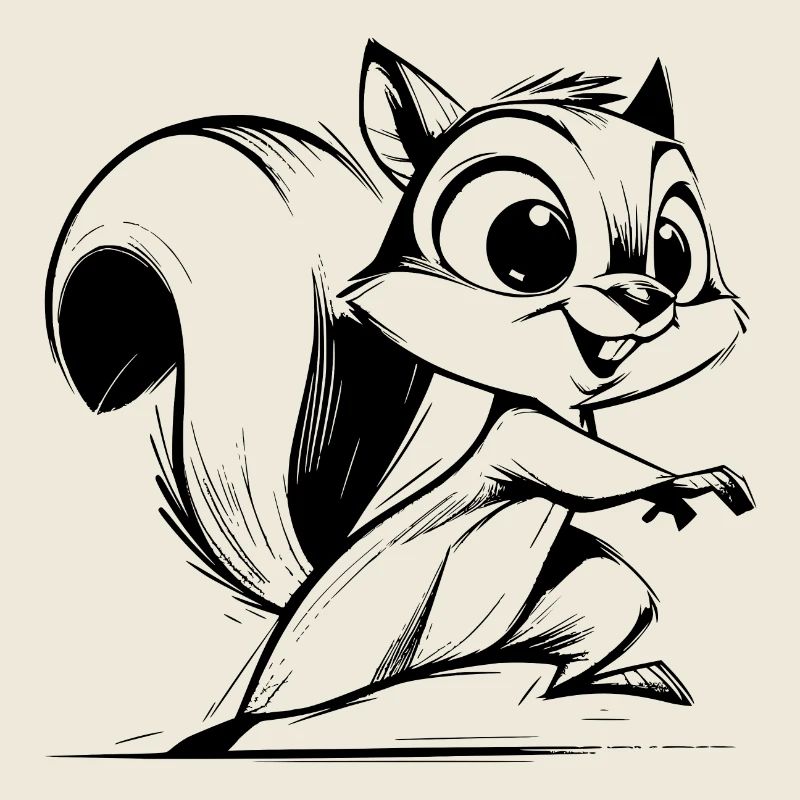 Petit écureuil mignon dessin au crayon