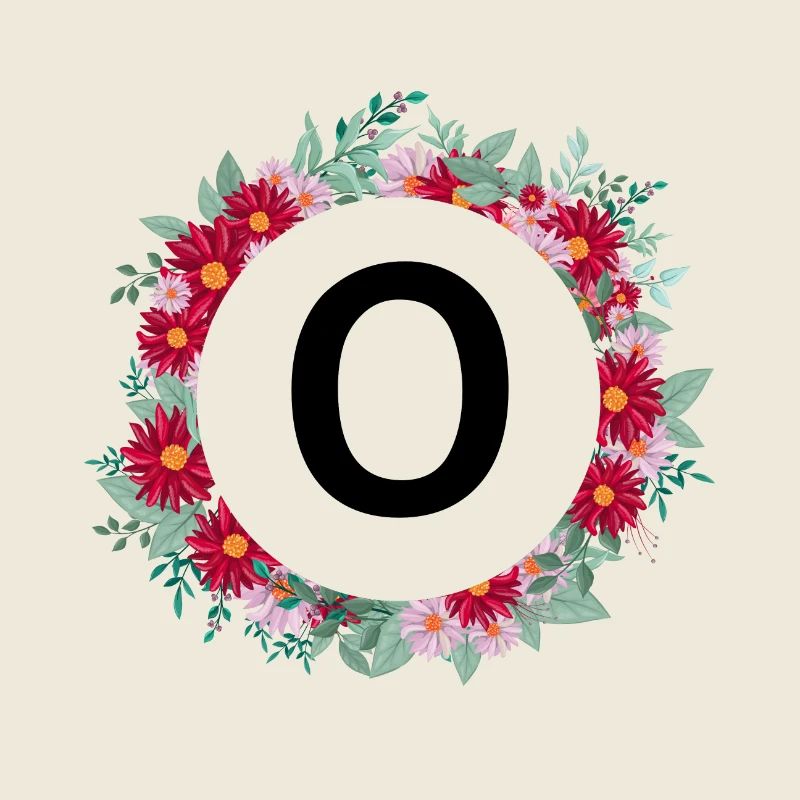Lettre o couronne florale
