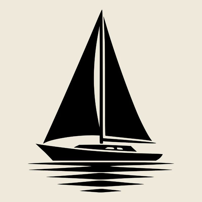 Eaux calmes avec voilier et voiles fixes