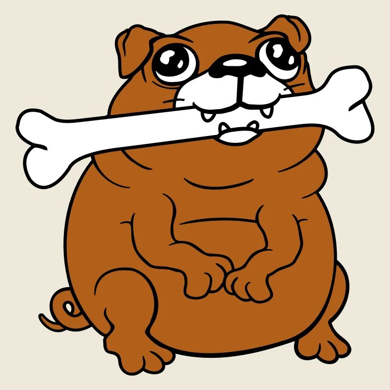 Mops Hund Knochen Maul HungerLecker Glücklich Cool