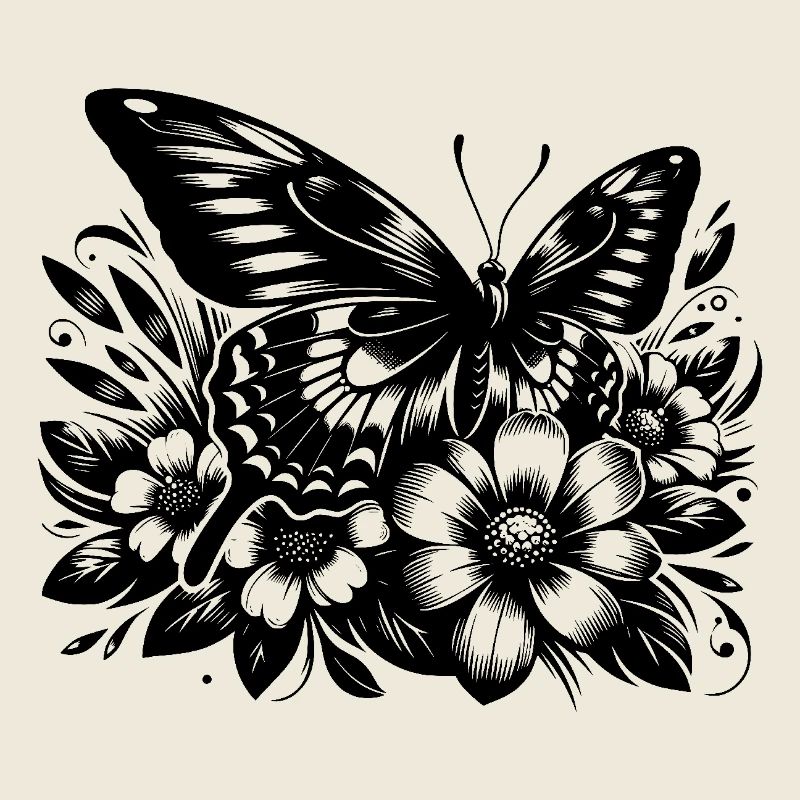 Papillon avec des fleurs florales élégance