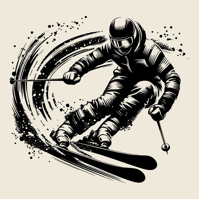 Athlète cool de l’extrême sur des skis en mouvement