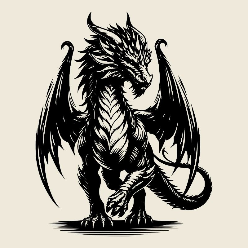 Edler eindrucksvoller Drache mit großen Flügeln