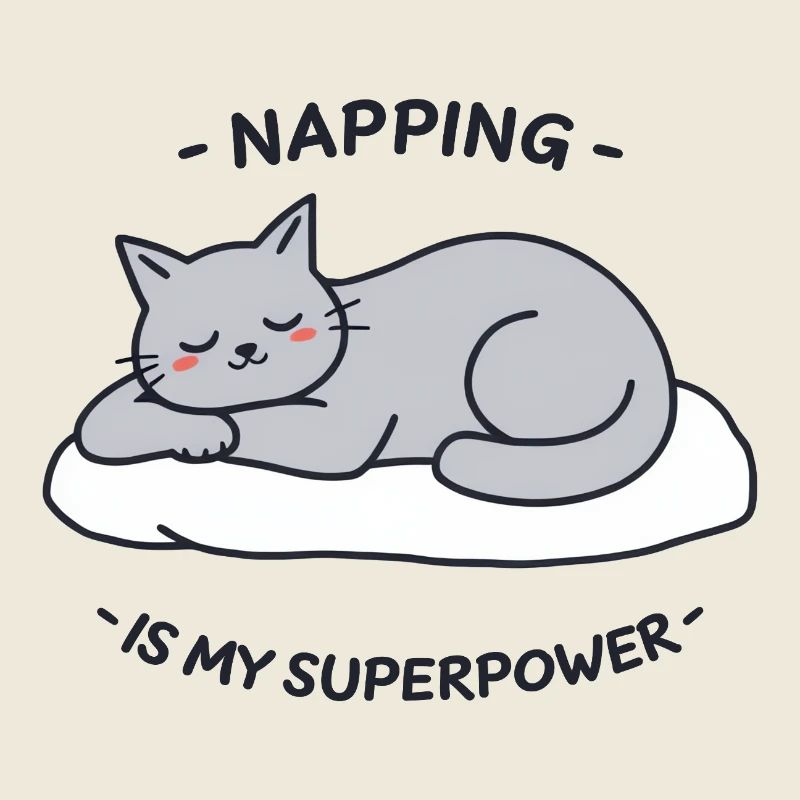 Chat gris détendu dormant sur un oreiller