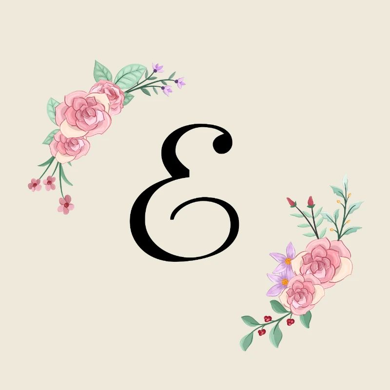 Lettre e florale rose