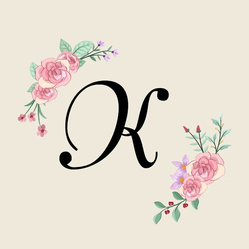 Pink floral letter k