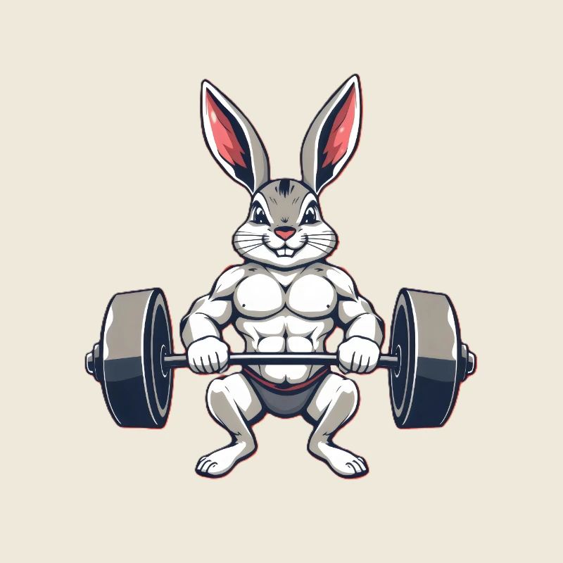 Muscular bunny during training