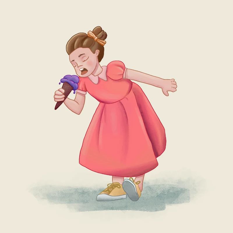 Fille avec robe et glace