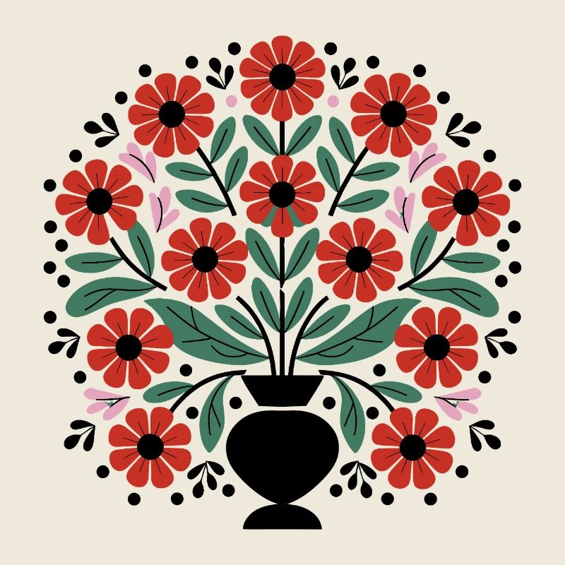 Bouquet de fleurs en style graphique