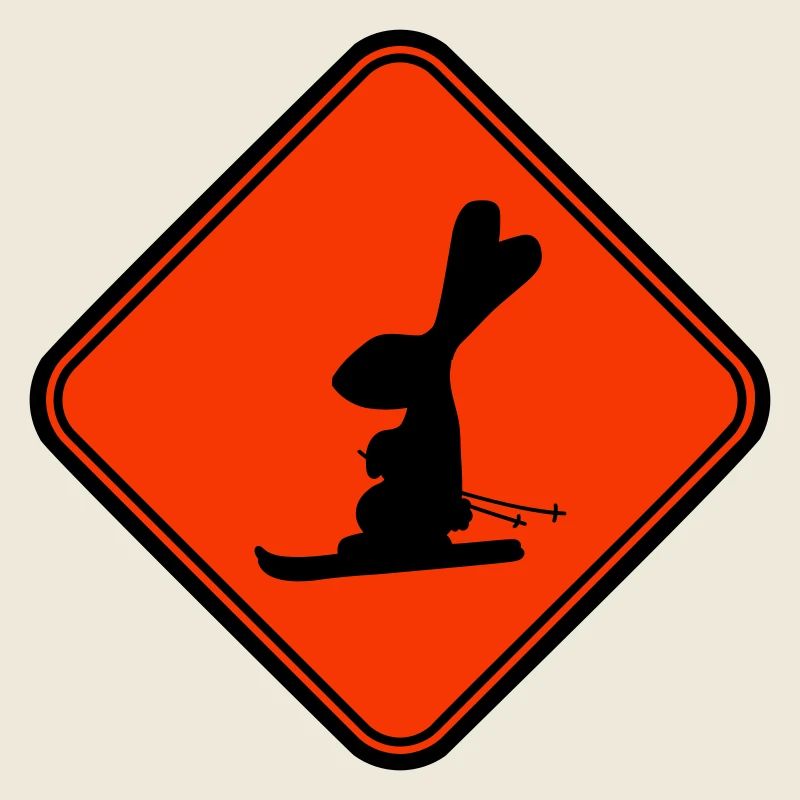 Rabbit Warning Sign Ski Bunny Skiing Skiing