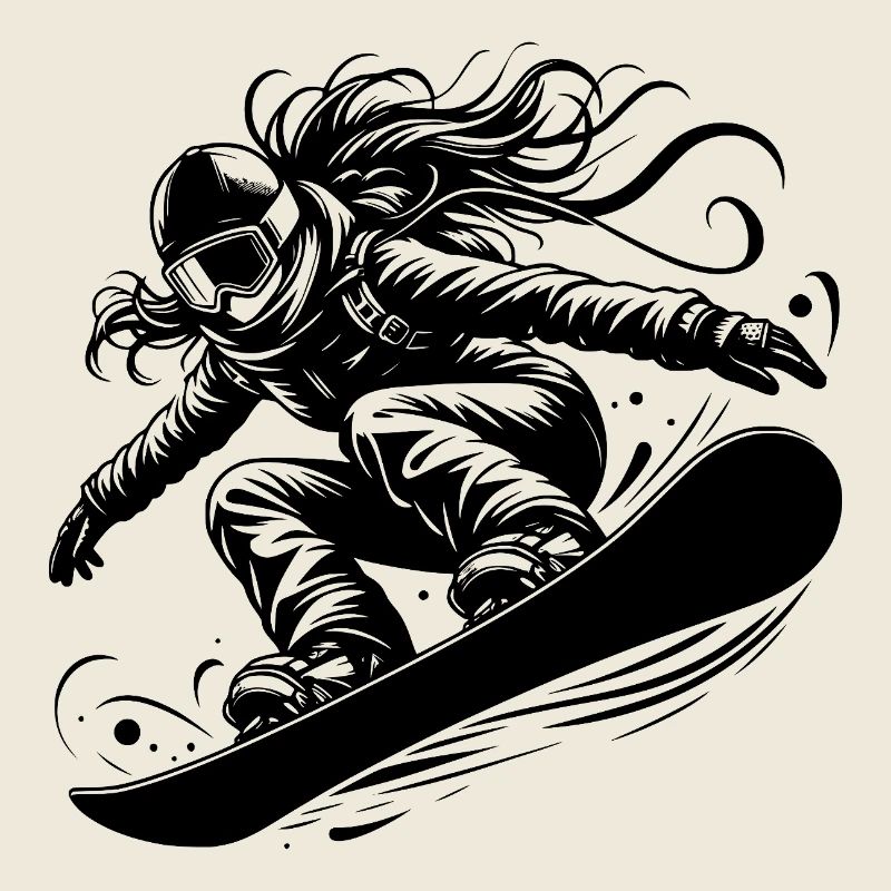 Poudreuse et snowboard