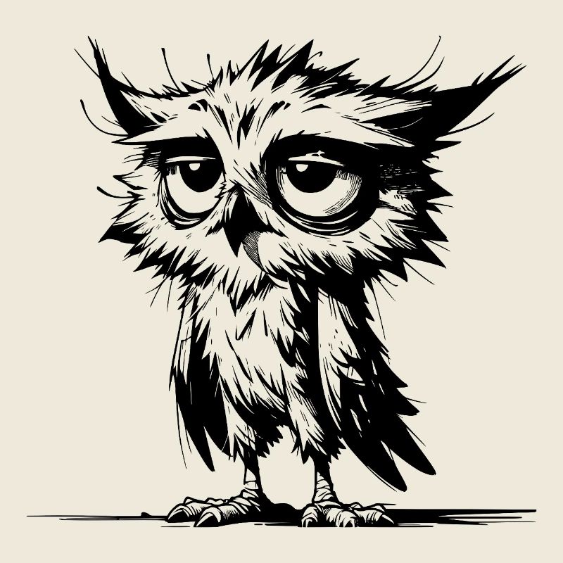 Schlaftrunkene Eule und mürrische Nachtwächterin