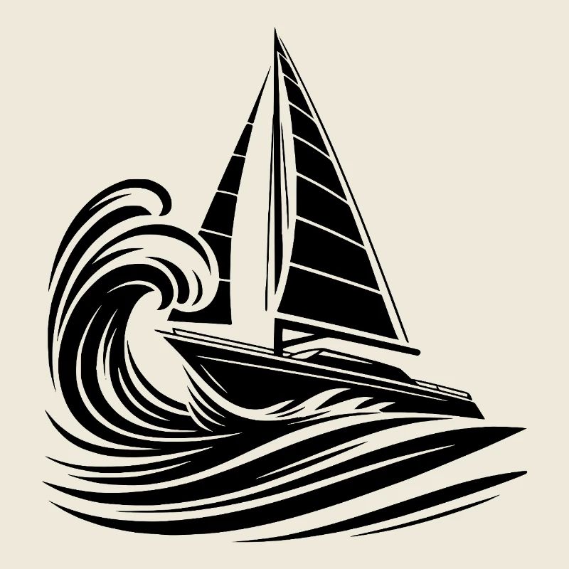 Elegantes Segelboot bei Wellengang