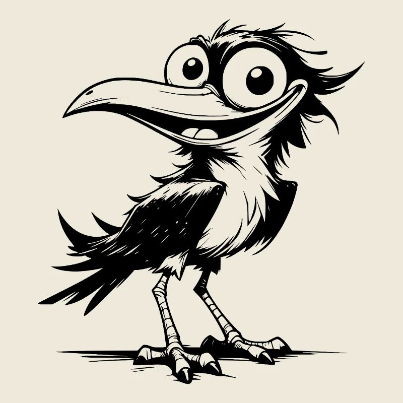 Oiseau rieur amusant avec de grands yeux
