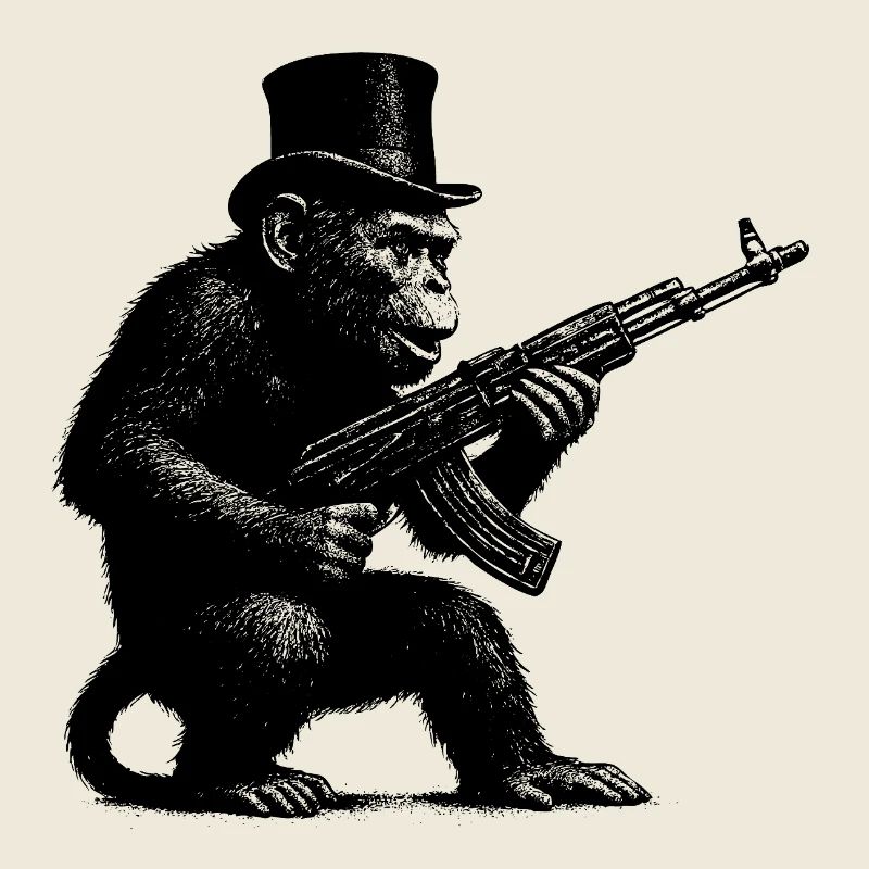 Monkey with machine gun