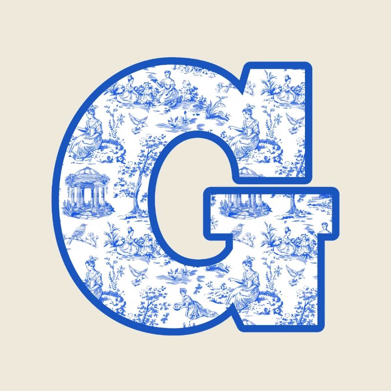 Buchstabe g blaue Chinoiserie