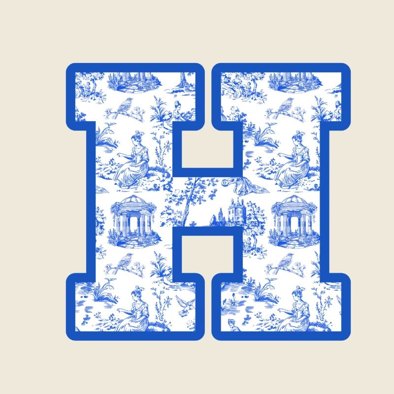 Buchstabe h blaue Chinoiserie