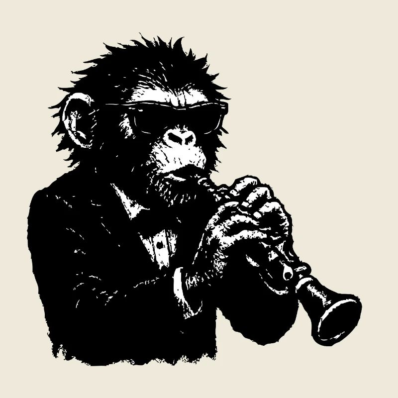 Clarinet monkey in the monkey orchestra