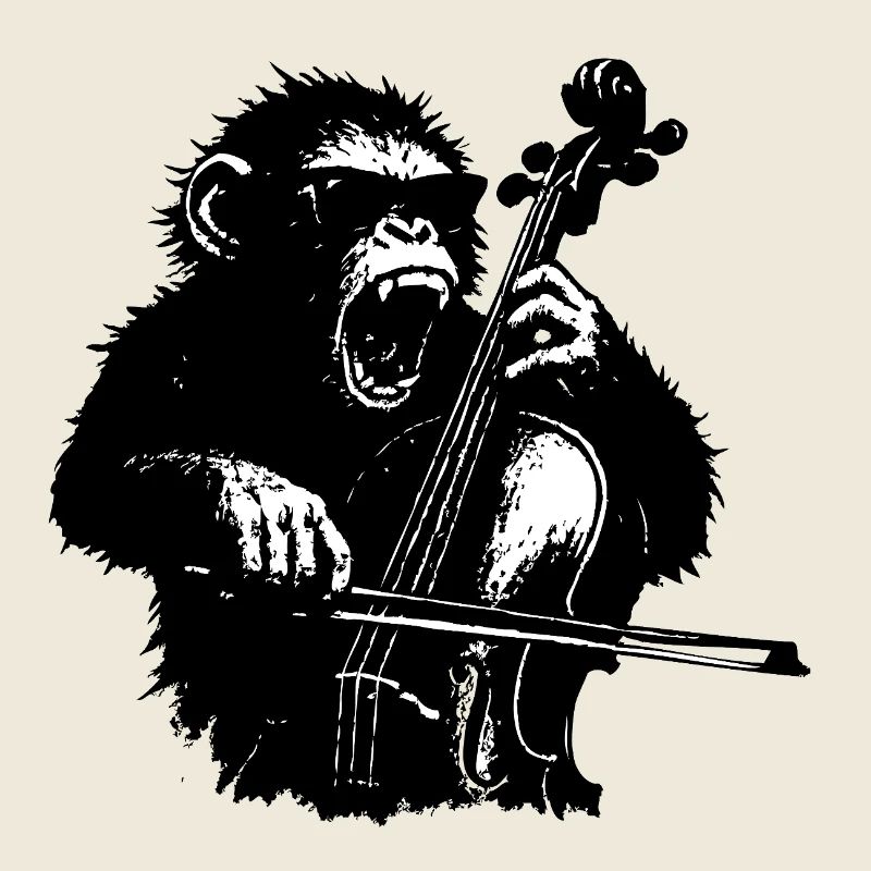 Singe sauvage violoncelliste