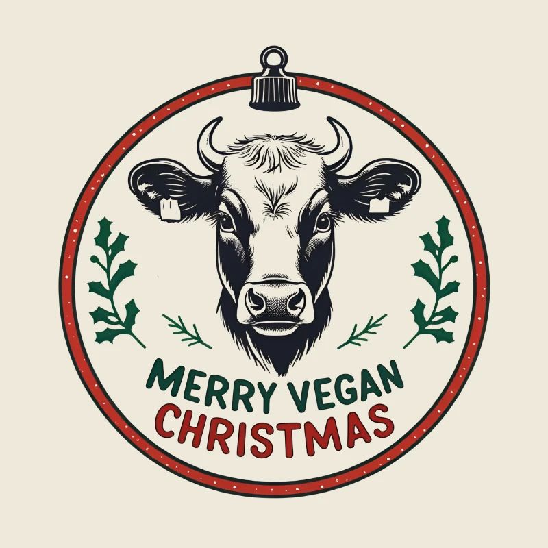 Vache dans la boule de Noël – Joyeux Noël végétalien