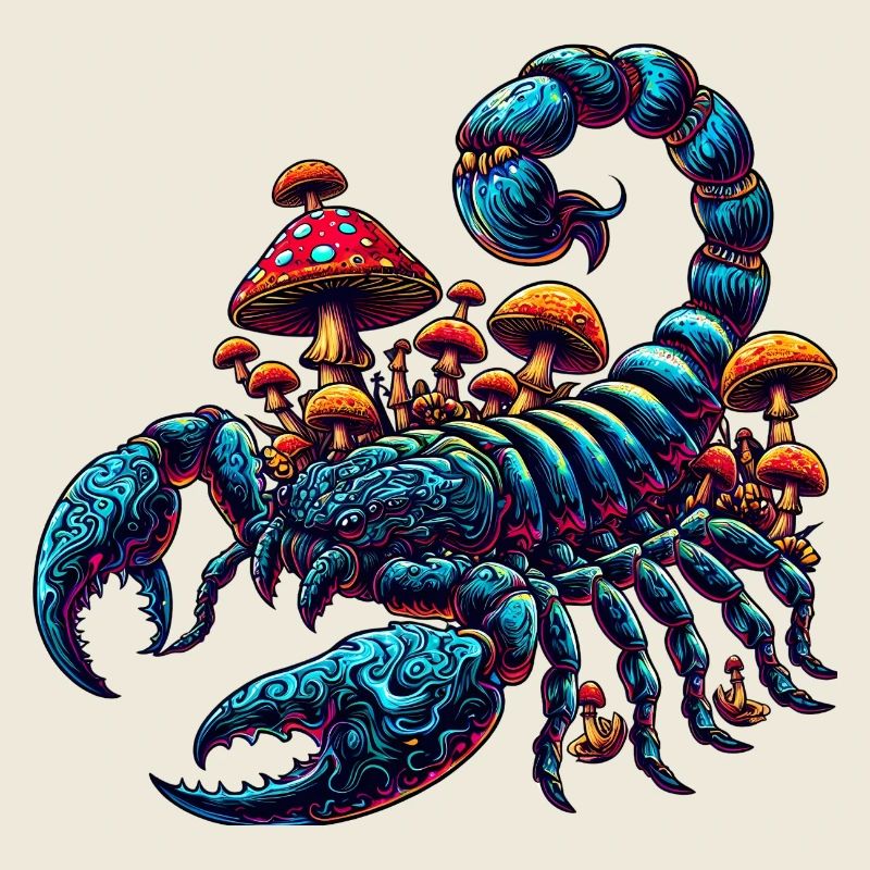 Scorpion psychédélique aux champignons
