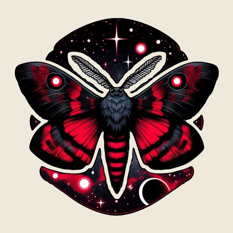Rote und schwarze kosmische Motte - Celestial Mystical