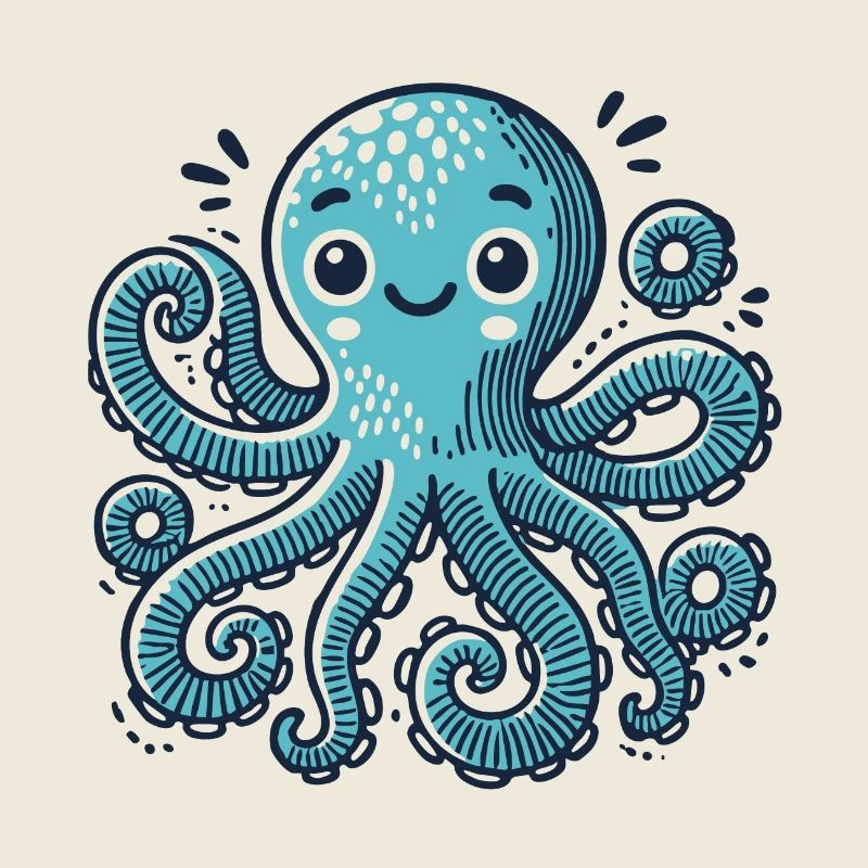 Octopus Turquoise - Mignon et ludique