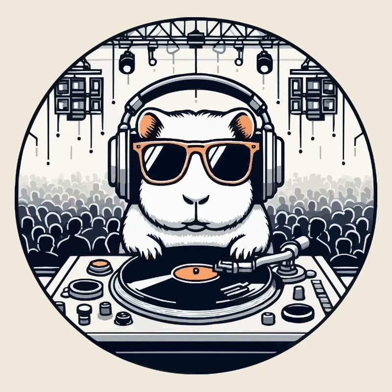 DJ Guinea Pig auf einer Techno-Party 🐹🎧🔥