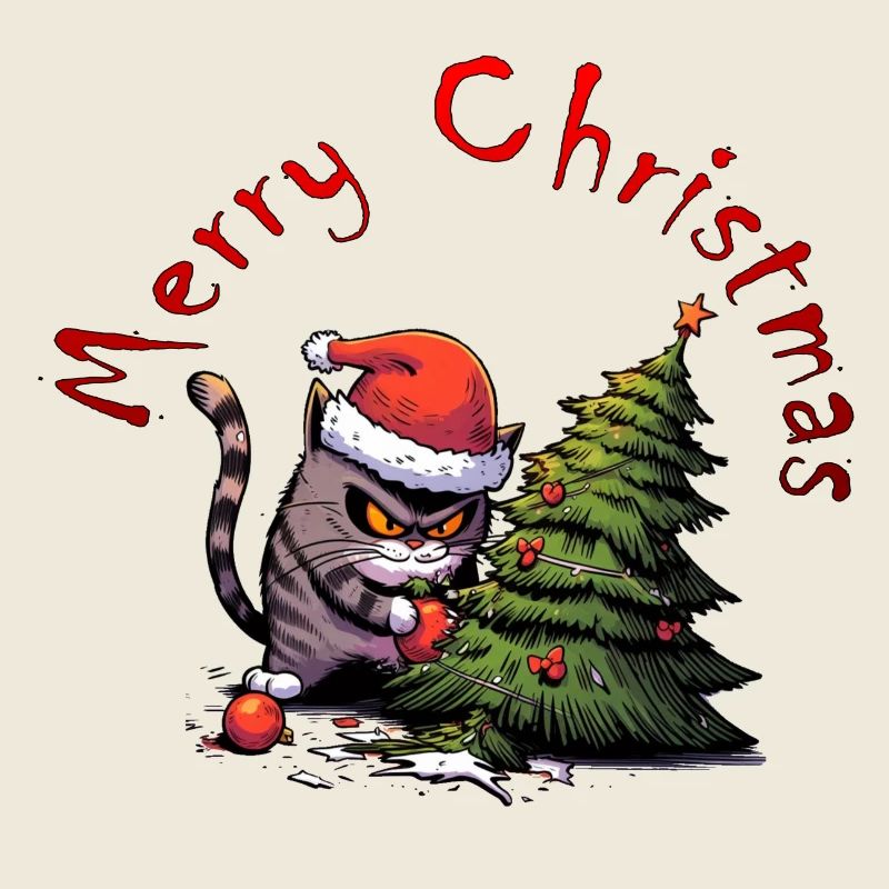 angry christmas cat