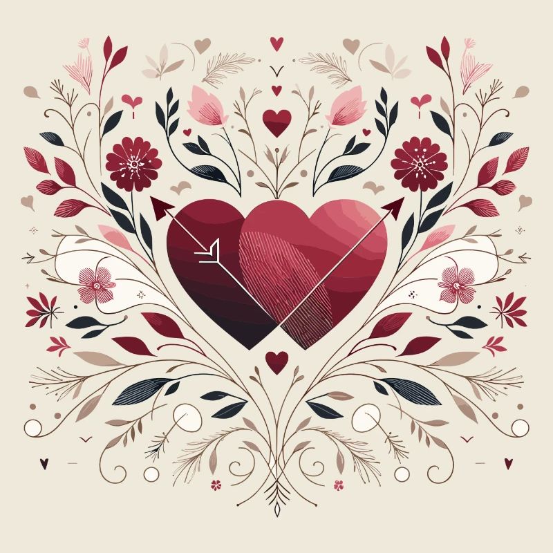 Double hearts with pattern