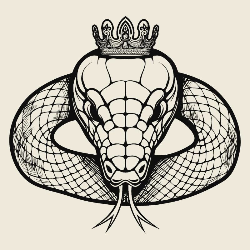 Serpent noir et blanc couronné