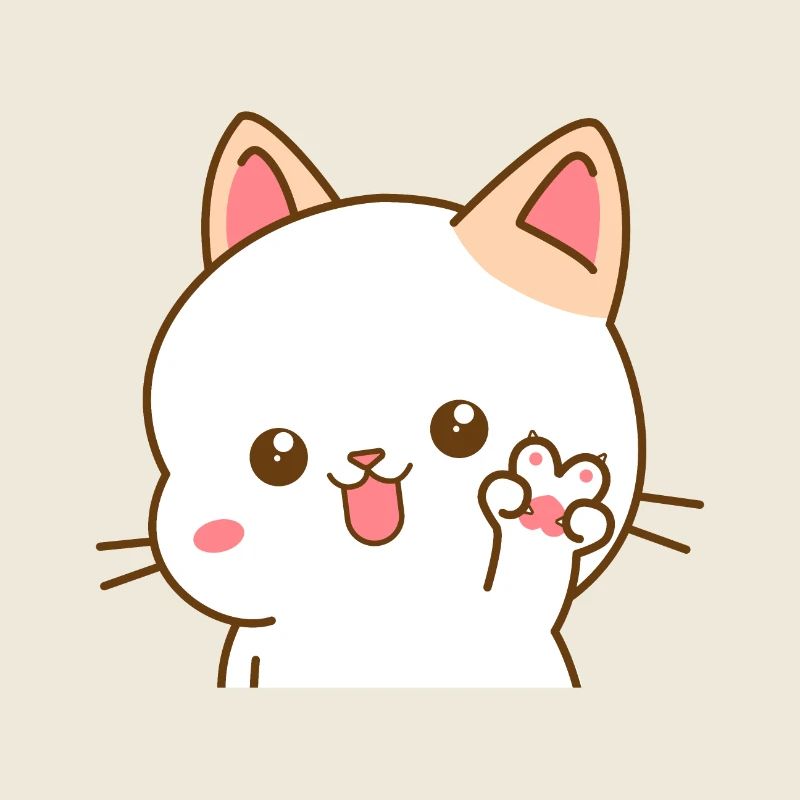 Chat kawaii faisant le signe V de paix