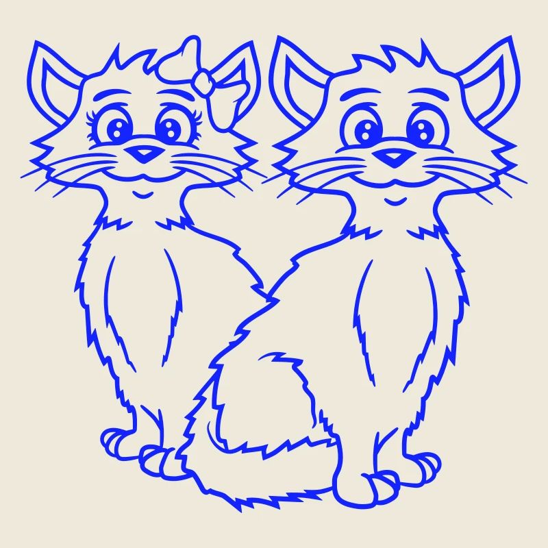 Zwei Katzen Paar 2 Romantisches verliebtes Pärchen