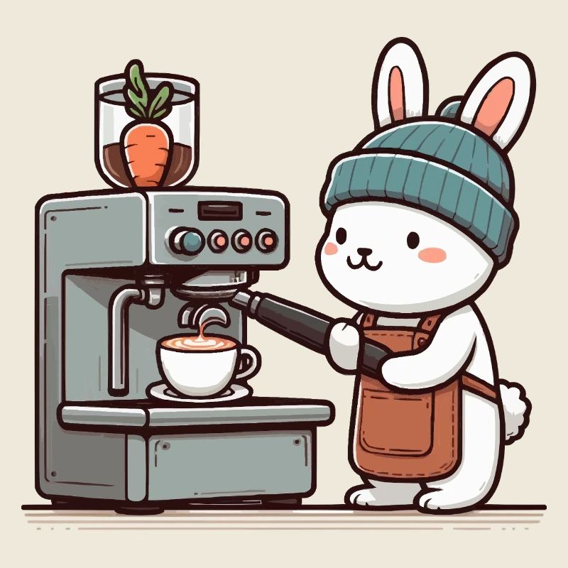 Cute barista hare preparing coffee.
