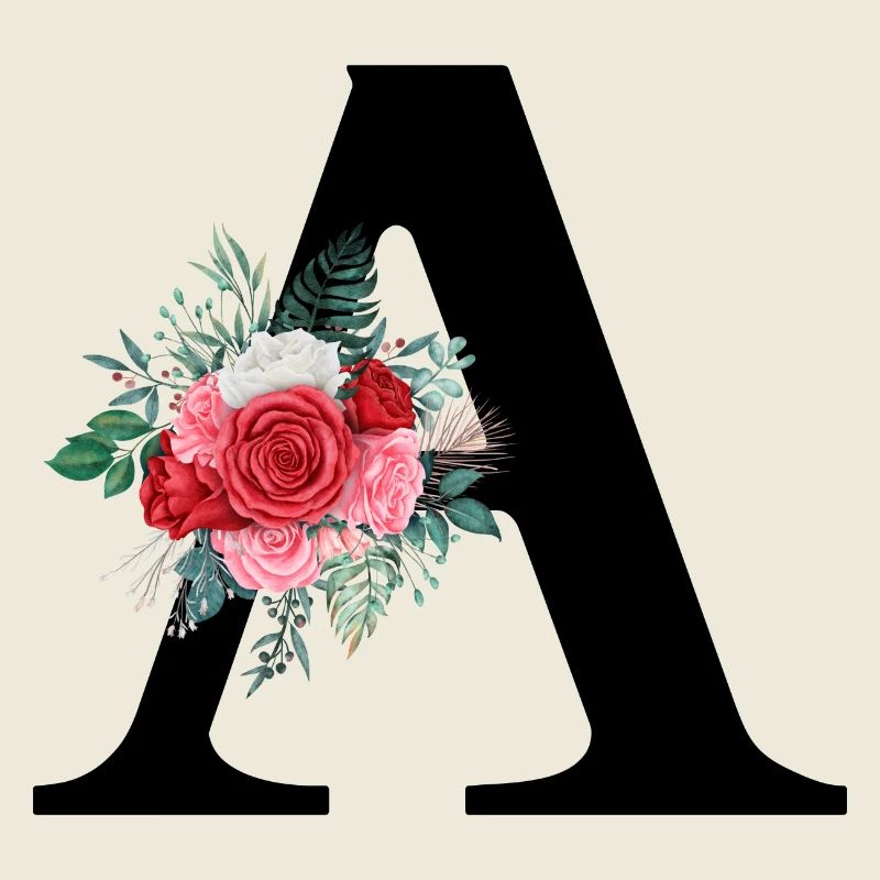 Lettre a floral rouge