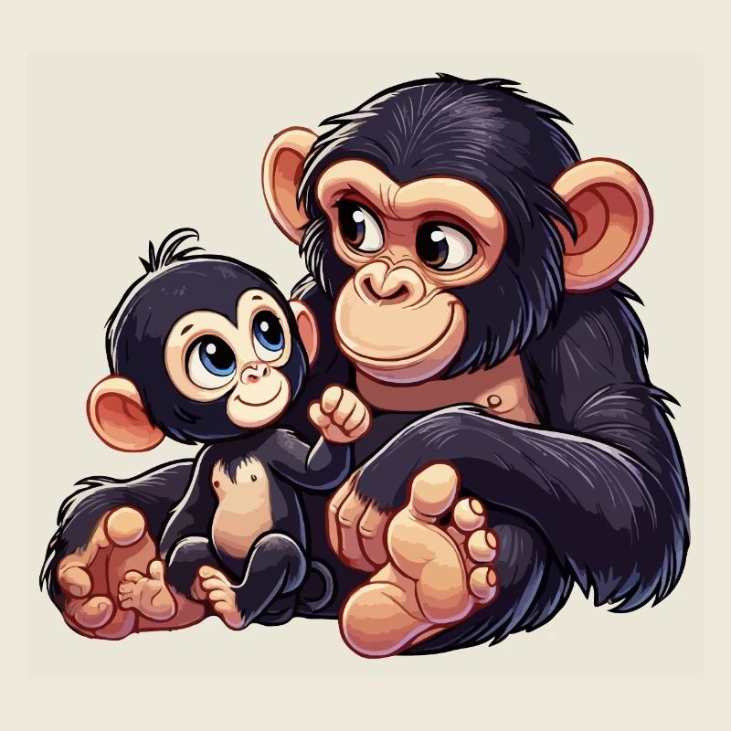 Schimpansenmutter mit Kind