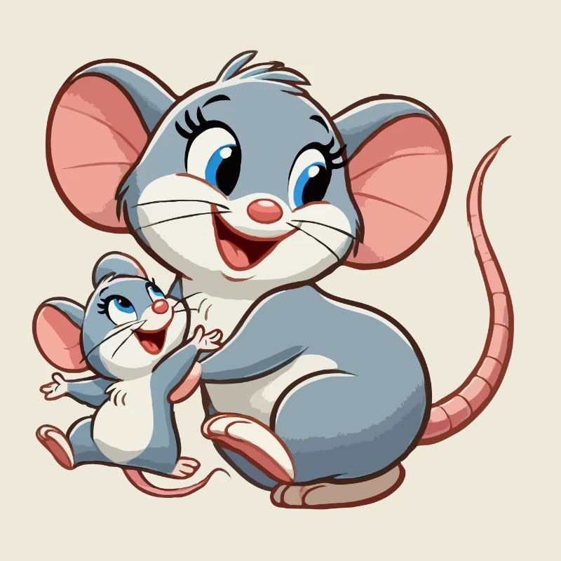 Mouse mother with child frolicking