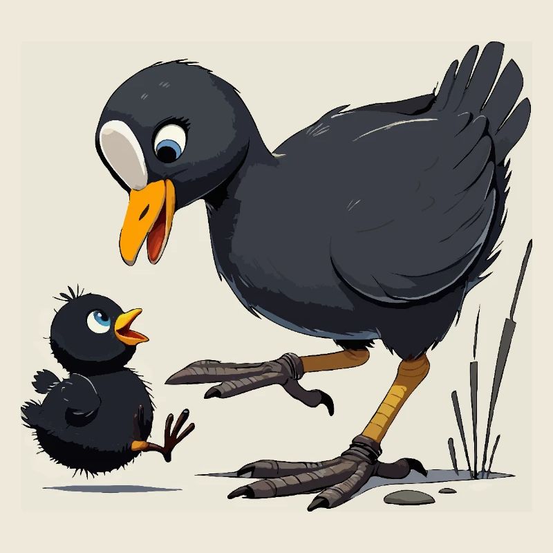 Blässhuhn mit Jungtieren