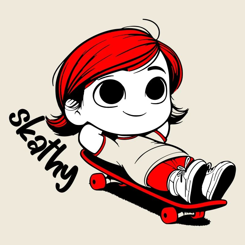 Kathy relaxed auf einem Skateboard.