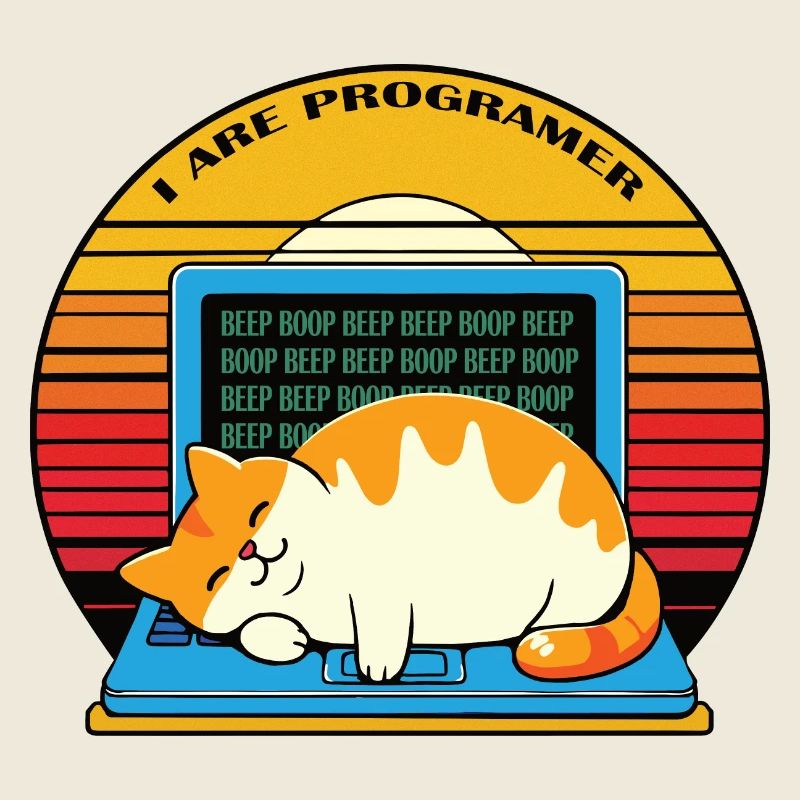 I are programmer, fat sleeping cat