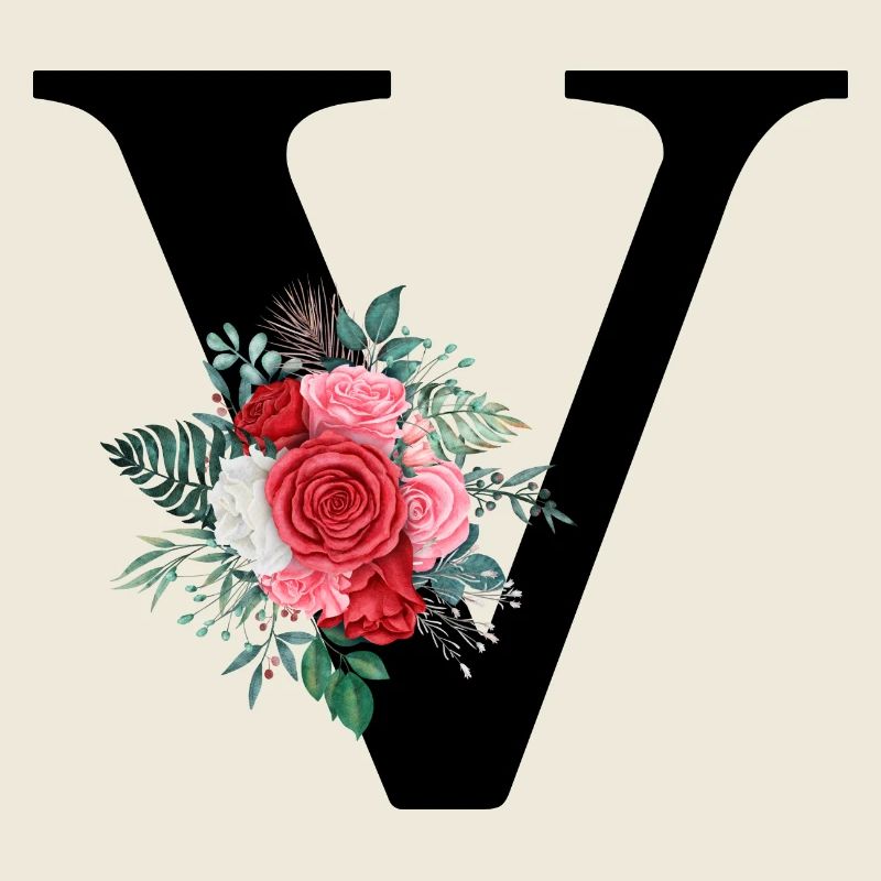 Roter floraler V-Buchstabe