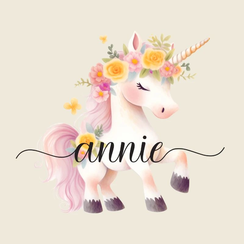 Annie! Unicorn flower design, customizable