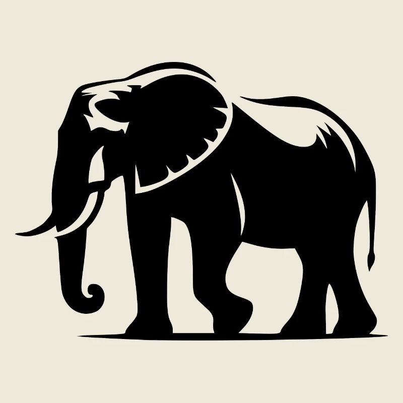 Large elephant silhouette with tusks