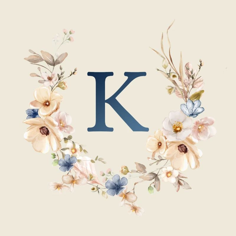 K monogramme, Floral, Boho