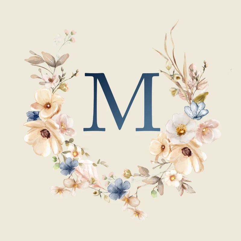 M monogramme, Floral, Boho