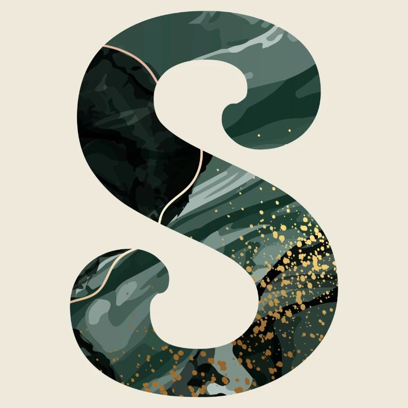 Green Marbled S Letter
