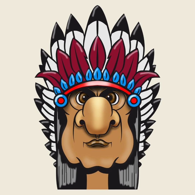 Grimmiger Indianerhäuptling mit Federschmuck Comic