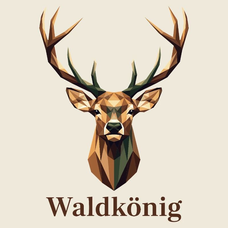 Geometrischer Hirsch mit Waldkönig-Label